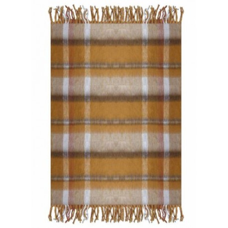 Plaid Féroé ocre rouille écru laine mélangée - La maison de Lilo