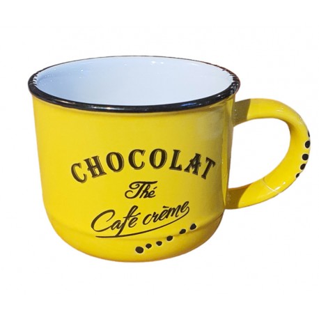 Tasse inscription "CHOCOLAT" couleur jaune - Antic Line