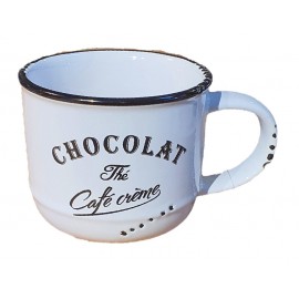 Tasse blanche marquée "CHOCOLAT" en grès - Antic Line