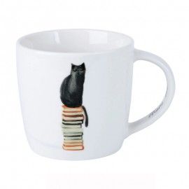 Mug porcelaine chat au livre - Féline