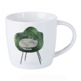 Mug porcelaine chat au fauteuil - Féline