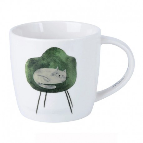 Mug porcelaine chat au fauteuil - Féline