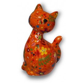 Tirelire chat Caramel décor feuillage H.22 cm - Pomme Pidou