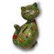 Tirelire chat Caramel motifs fond vert H.22cm - Pomme Pidou