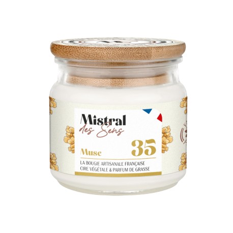 Bougie artisanale parfumée Musc - 35 Mistral des sens