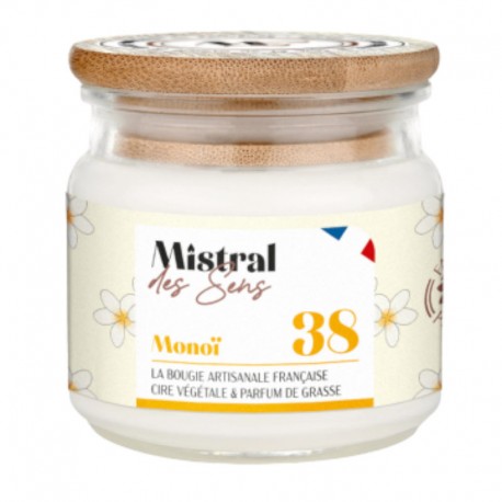 Bougie artisanale parfum Monoï 150gr - Mistral des sens
