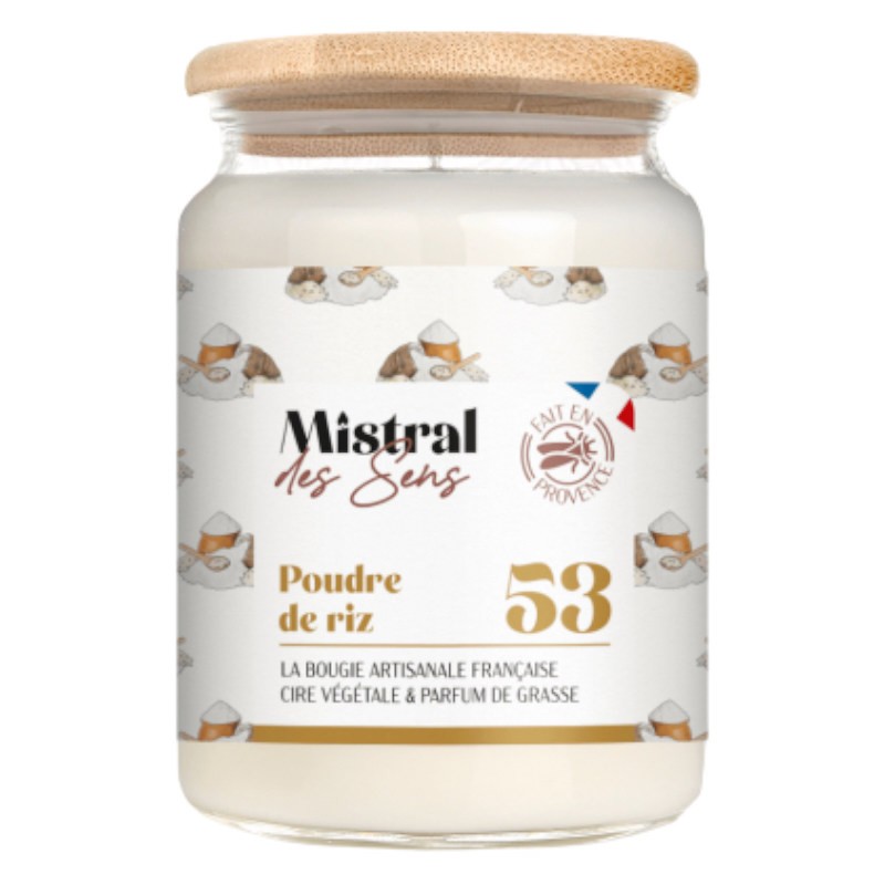 Bougie parfumée Poudre de riz - 220g - Bougie naturelle artisanale