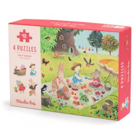 4 mini puzzles les saisons - La grande famille Moulin Rotyy