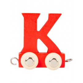 Lettre train K rouge réalisée en bois