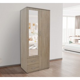 Armoire en kit 2, 3 ou 4 portes couleur bois avec miroir