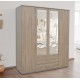 Armoire en kit 2, 3 ou 4 portes couleur bois avec miroir