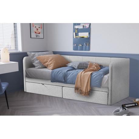 Lit cosy PARMA 90x200 beige ou gris 2 tiroirs