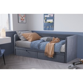 Lit cosy PARMA 90x200 beige ou gris 2 tiroirs